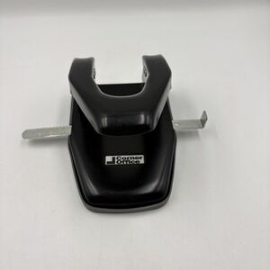 Corner Office 2-Hole Paper Punch Black Metal Adjustable Guide Desktop Office